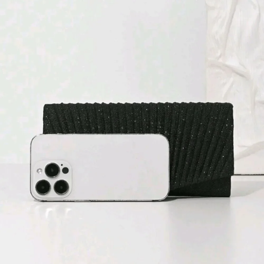 Brand New Ladies Black Glitter Evening Bag - Picture 7 of 7